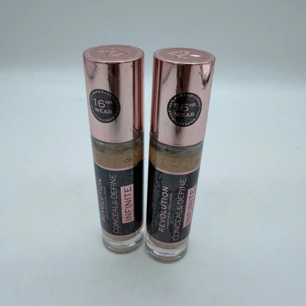 Revolution Conceal & Define Infinite Concealer C6 Lot of 2 16HR Wear 0.30oz Each